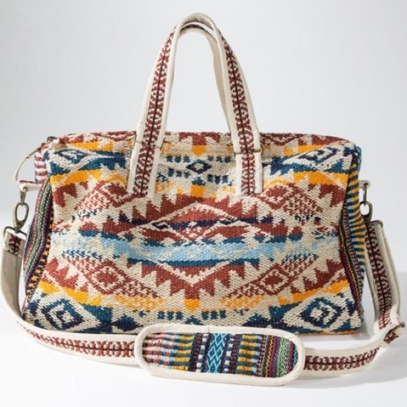 NEW Navajo Aztec Woven Weekender Duffle Bag - Picture 2 of 11
